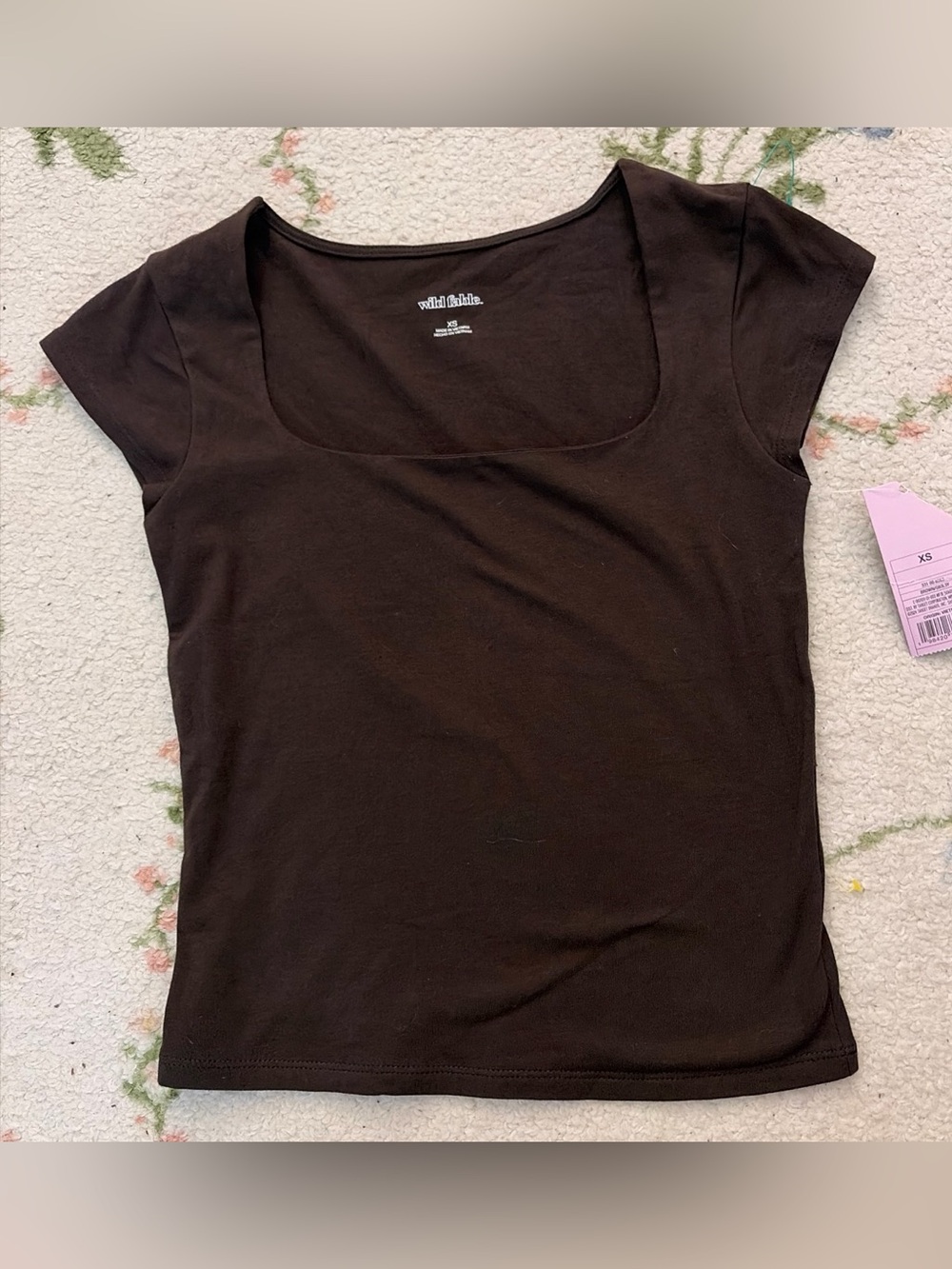 wild fable Dark Brown Scoop Neck Short Sleeve Tee